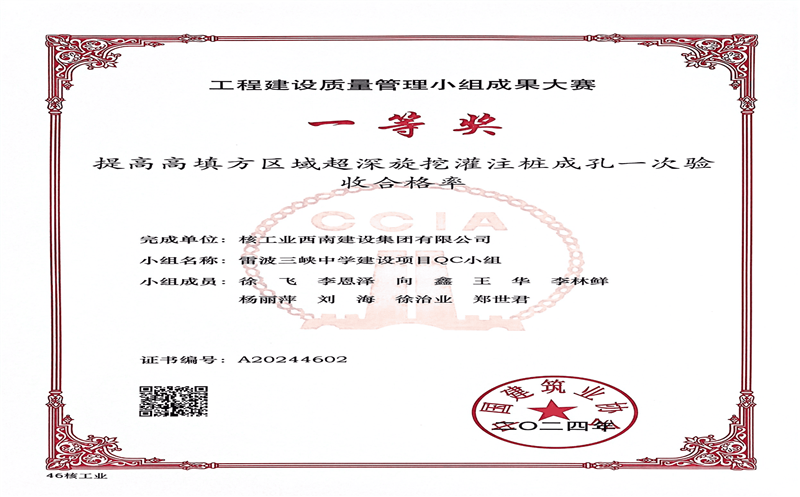 喜讯丨核西南建设集团两项QC效果 荣获国家级奖项